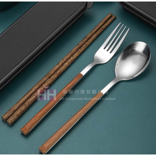 不銹鋼木紋餐具套裝 －2H-LB-0046